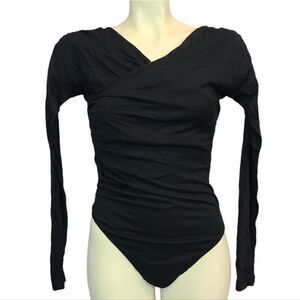 ‎Abound Black V-NECK Wrap Bodysuit Size Small